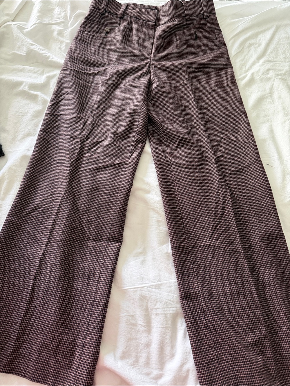 CHANEL Pink & Black Houndstooth Waistband Pants